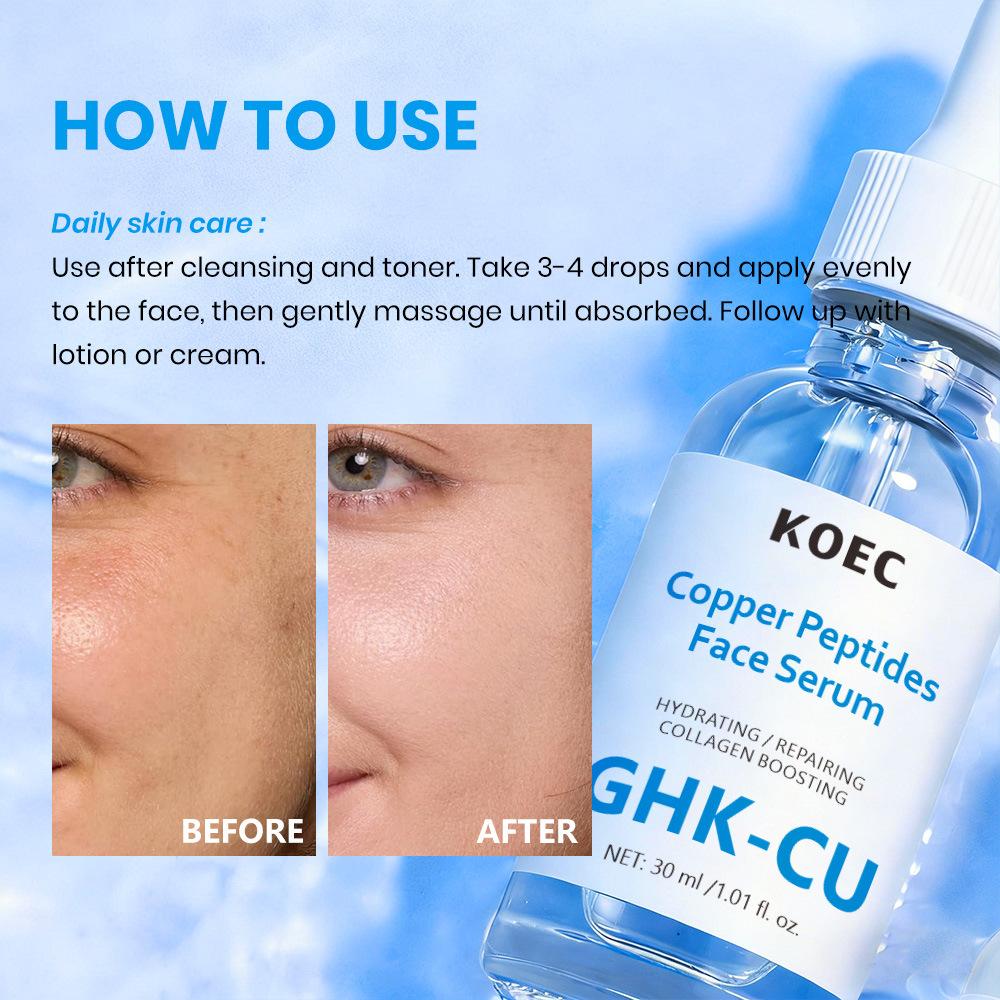KOEC Siero ai Peptidi di Rame Siero Viso Idratante con Peptidi Anti-Età Riparatore Illuminante 30ml