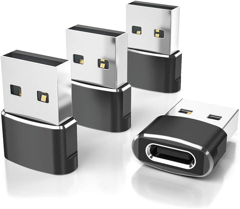 

4PCS OTG USB To Type C Adapters Universal for IPhone 16 15 Pro Max Plus IPad Samsung S24 IWatch AirPods USBC Cable Converter чорний