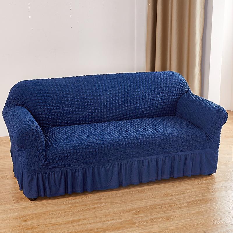 

Sofa Cover with Skirt Edge, Fully Wrapped, Anti Slip and Dustproof single seat 90-140cm синій