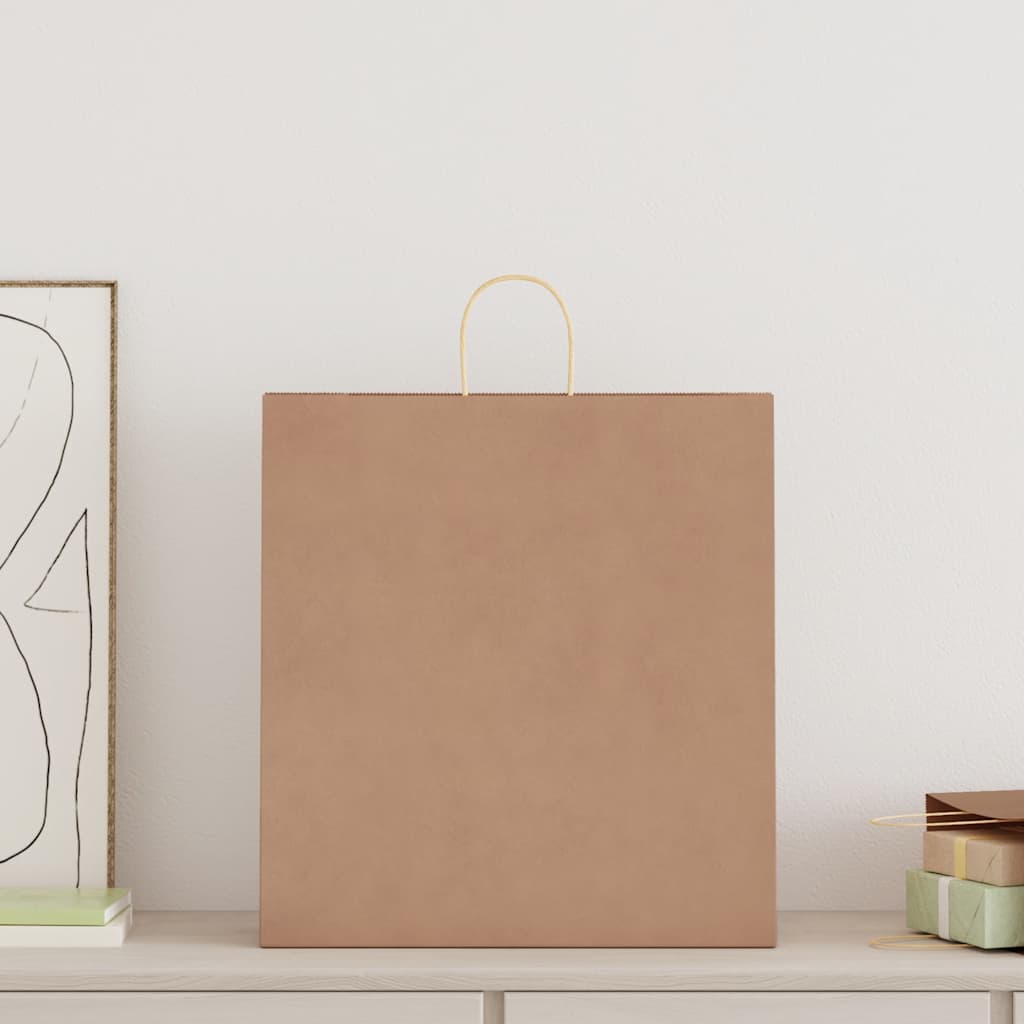 Paper Shopping Bags 250 pcs with Handles Brown 45 x 17 x 48 cm