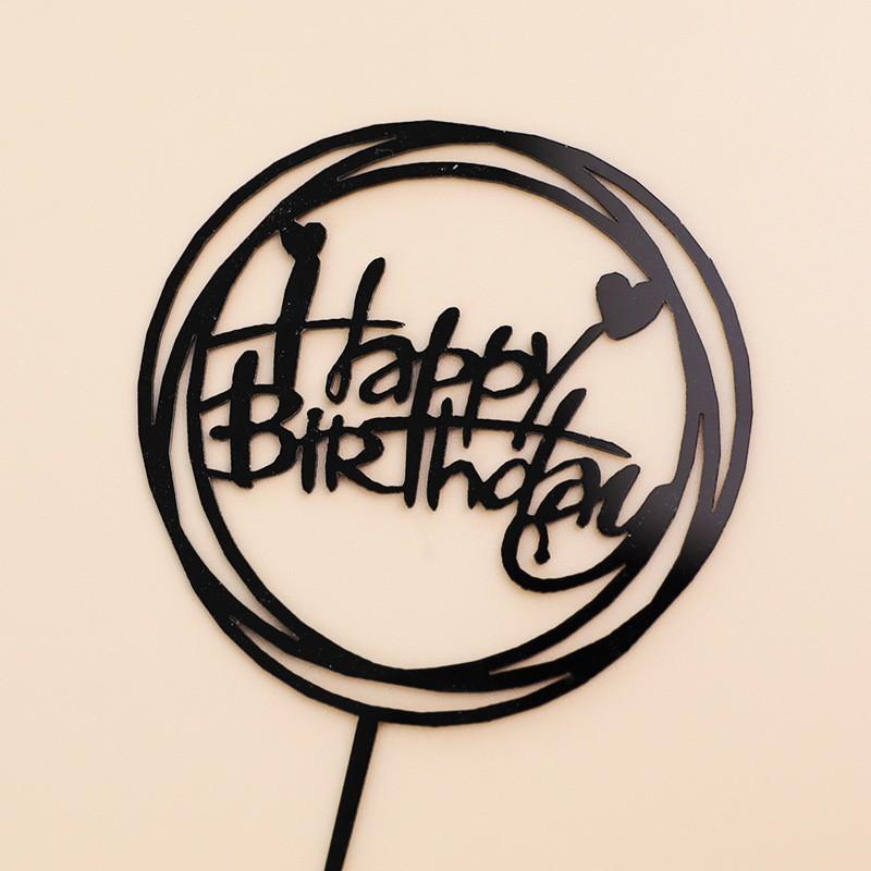 10pcs Multiple Styles Happy Birthday Cake Topper Black Gold Cake Toppers Baby Shower Cake Birthday Party Cake Flag Decorations