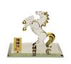 Kompakt 2026 Zodiakhästfigur, Nyårsdekoration, Lycka till, Guldmålad Glas, "Lycklig Hoppande Häst" av Gaho