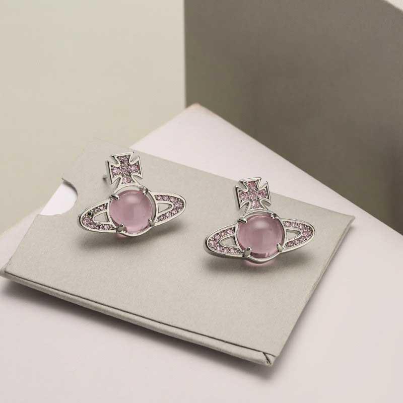 Empress Dowager Cixi Rotatable Glass Bead Zircon Stud Earrings - High-End Elegant Women's Ear Jewelry