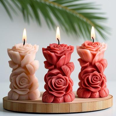 Bougie d'aromathérapie style fleur Silicone Moule Moule à bougie rose Bricolage Saint-Valentin Ornement d'aromathérapie fait main Décoration