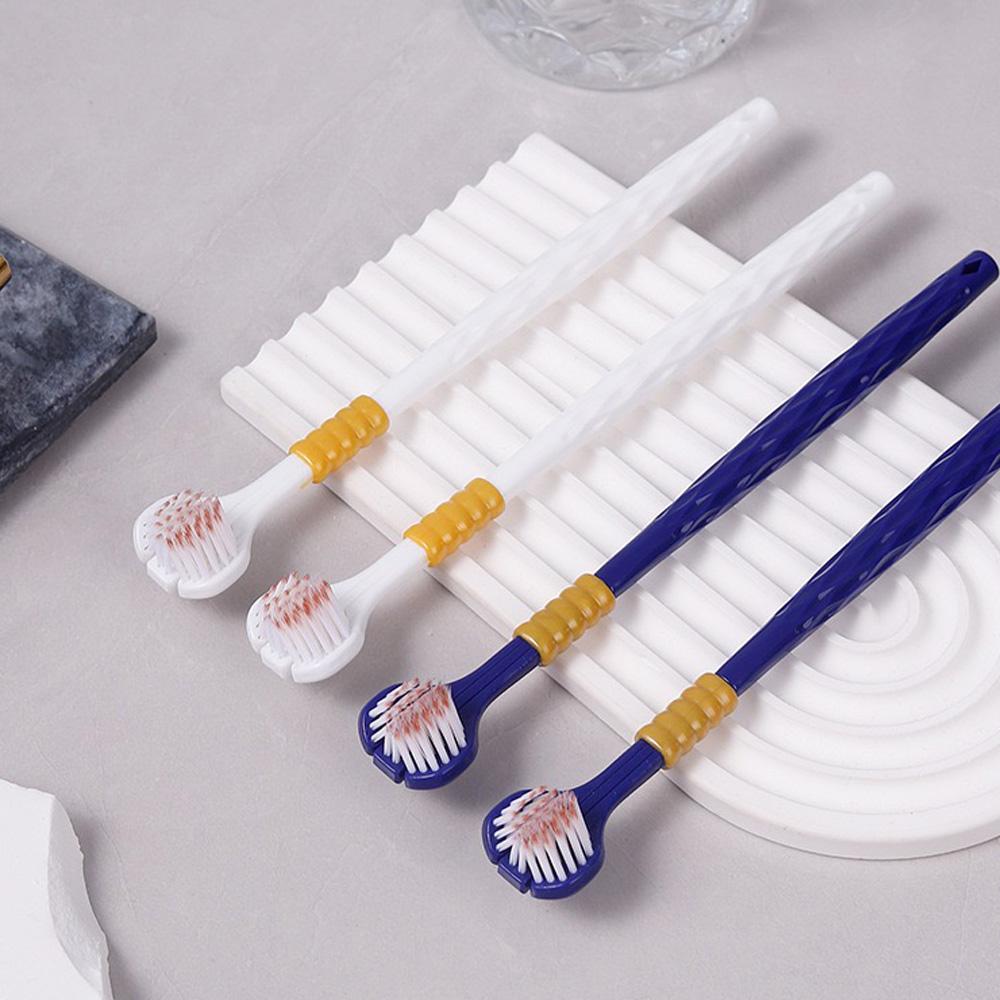 6, 12- Family Soft Bristled Three Sided Toothbrush - Efficient Cleaning Three Headed Manual Toothbrush