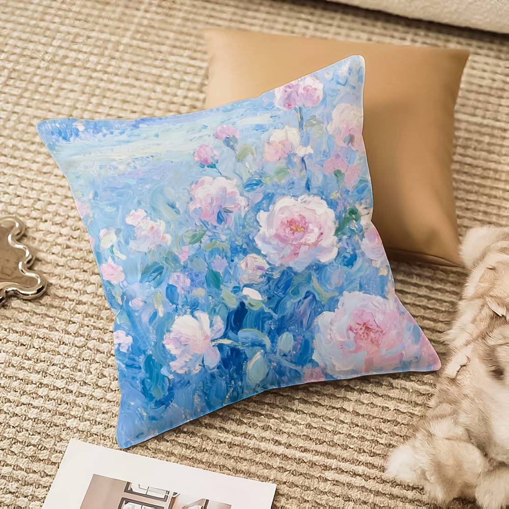 F-flower V-vase Pillow Case Anti-dustmite Invisible zipper Sofa Bed