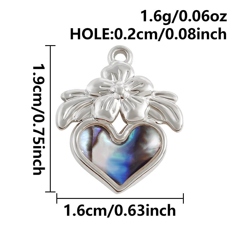 2pcs Sea Accessories Abalone Shell Pendant Love Heart Sun Oval Geometric Stainless Steel Oil Dripping Charms For Jewelry Making