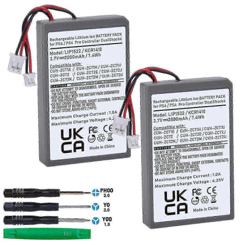 2x 2000mah Lip1522 Battery For Sony Ps4 Ps4 Pro Dualshock 4 Cuh-zct1e Cuh-zct1h Cuh-zct1u Cuh-zct2 Cuh-zct2u Wireless Controller