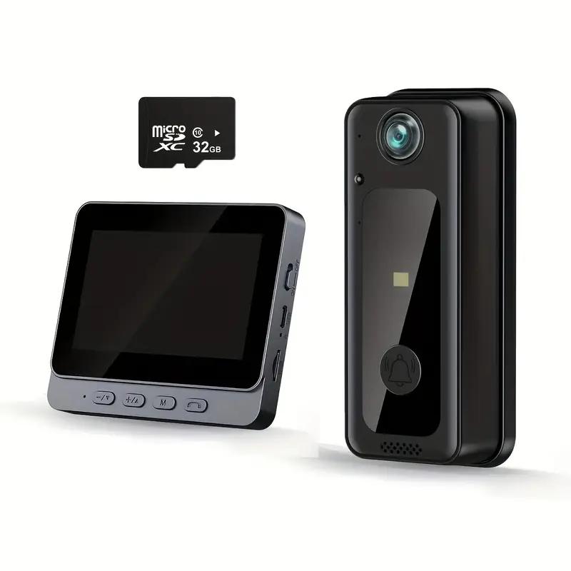 

4,3-дюймовый беспроводной умный видеодомофон с Wi-Fi, IPS-экран, 2,4G визуальная связь, двусторонняя домофонная связь, сенсор изображения камеры видеонаблюдения, внутренний монитор Video Doorbell+32G card чёрный