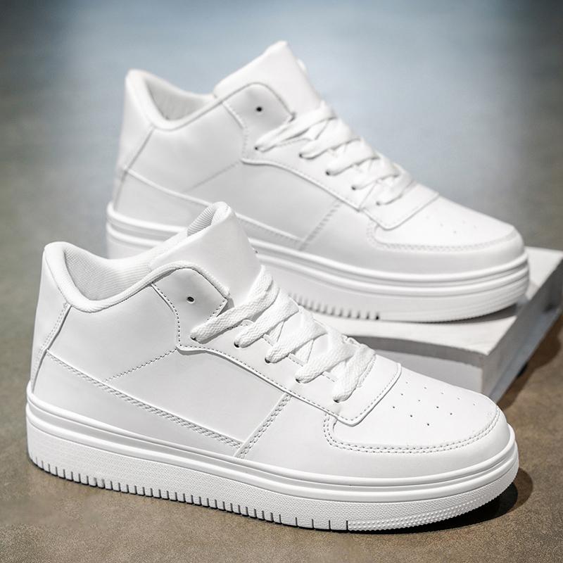 

New High Top Autumn Board Shoes for Men Casual Sports Shoes Versatile Outdoor Solid Shoes 39 белый