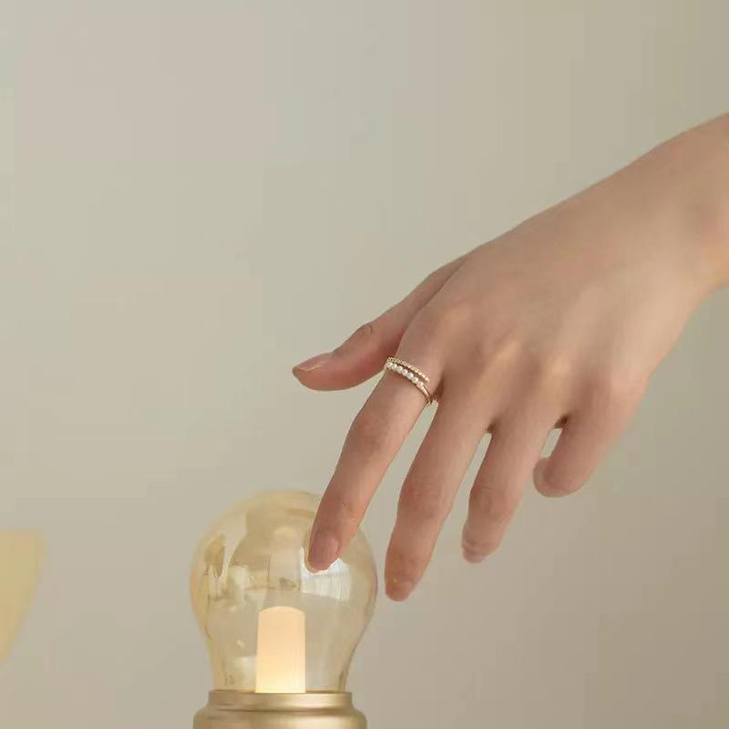 Fashion Personality Pearl Ring Women'S Niche Design Premium Index Finger Ring Simple Exquisite Ring