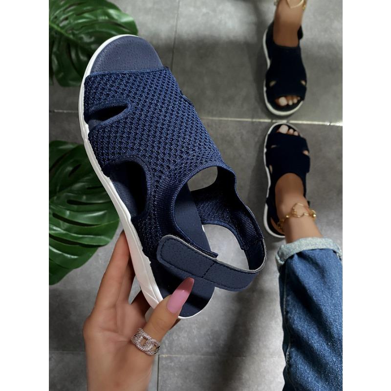 Sommer Neue Damen Sandalen Große Größe Atmungsaktiv Elastisch Flacher Boden Lässige Damenschuhe