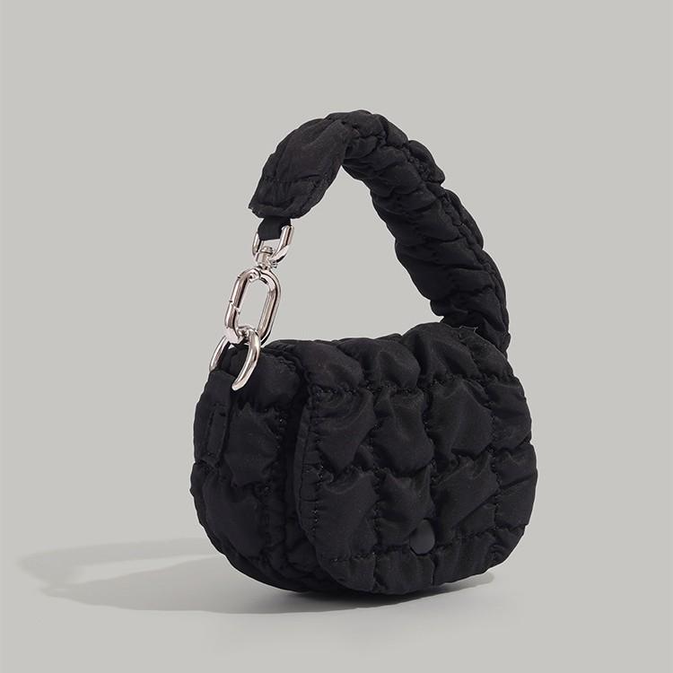 

2025 новый мини-кошелек для монет, подвеска, клатч, осенне-зимняя плиссированная сумка-облако, ручная декоративная универсальная маленькая сумка чёрный