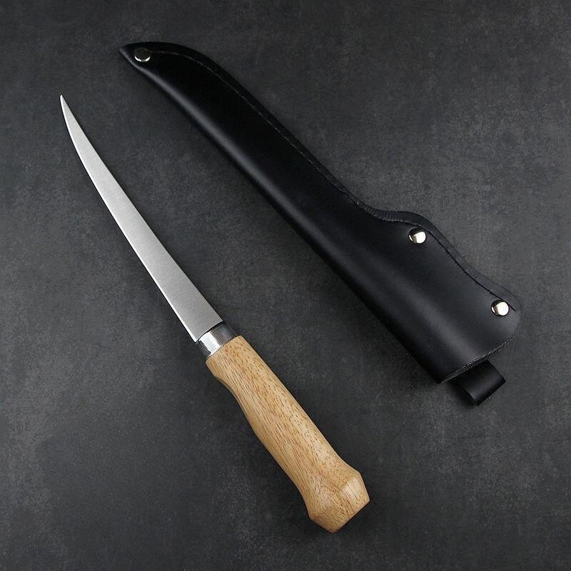 Stainless Steel Fishing Knife Sushi Knife Kitchen Fruit Vegetable Cutting Knives with Knife Cover