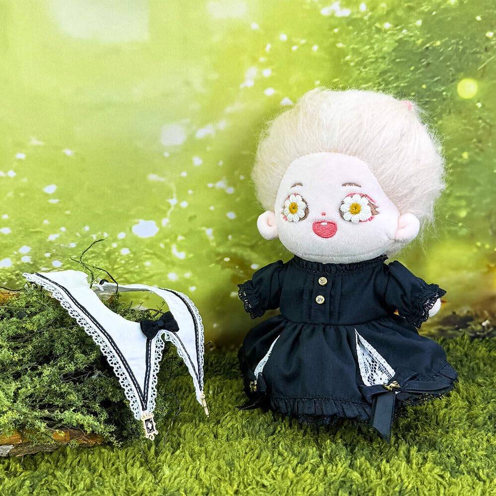 niannyyhouse Cotton Doll Clothes - 15cm Doll Clothes - Hat + Collar + Dress - 3-Piece Set - Doll Baby Clothes - Black Magic - Dress Up - For Stuffed