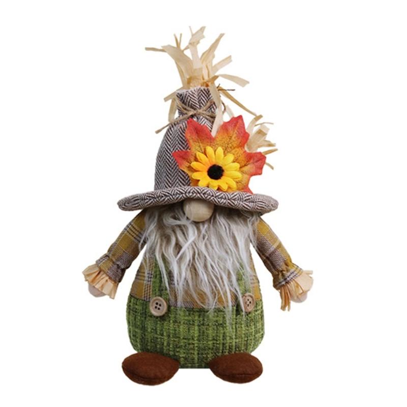 

Doll Scandinavian Dwarf Doll for Thanksgiving Day Home Desk Tree Decoration Harvest Festival Supply 1 зелёный