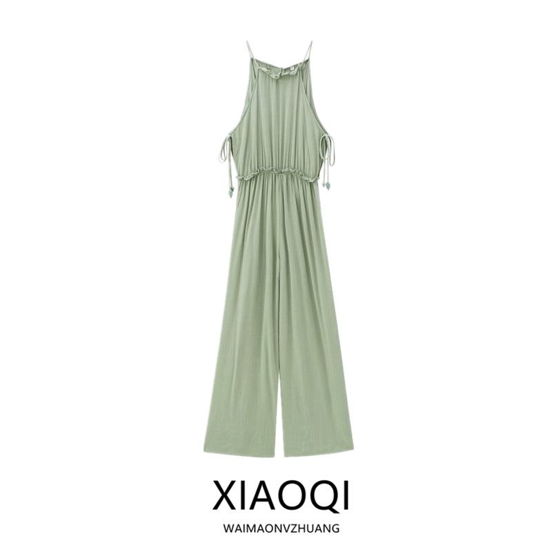 Fashion Style 2024 Autumn New Women's Creasing Effect Plaid Sleeveless Pants Jumpsuit 9878165