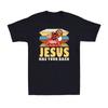 Jesus Has Your Back Jiu Jitsu Funny Vinatge Belief Gift Men's Cotton T-Shirt