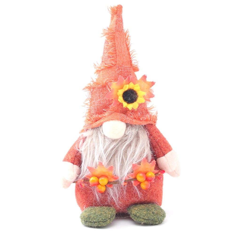 

Осенняя кукла-карлик с подсолнухом и кленовым плюшевым стоячим безликим аксессуаром