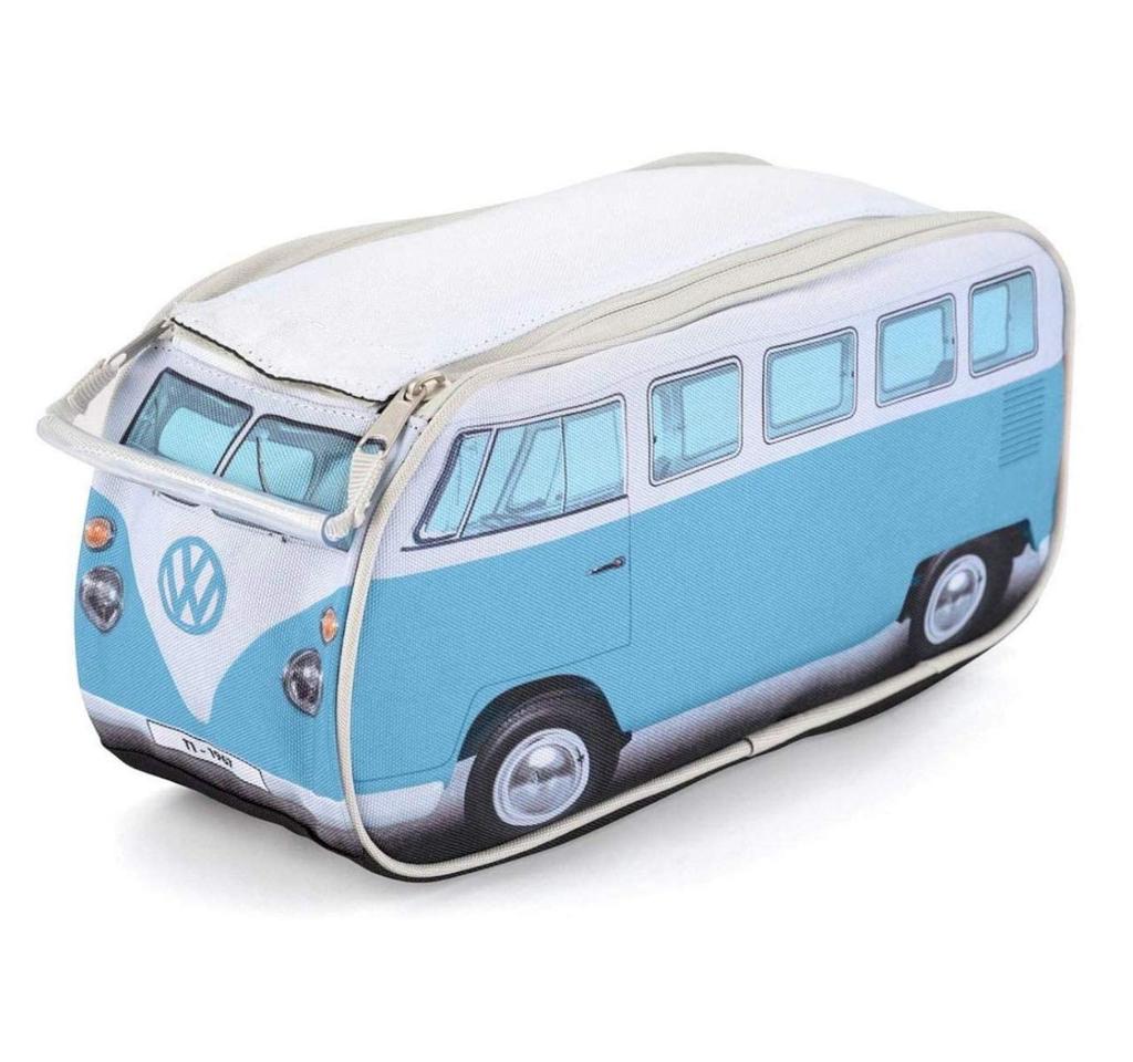 Licensed Volkswagen Volkswagen Camping Van Print Pouch Large Capacity Pen Case 30cm Unisex [Officially Product] (Blue) [Used]