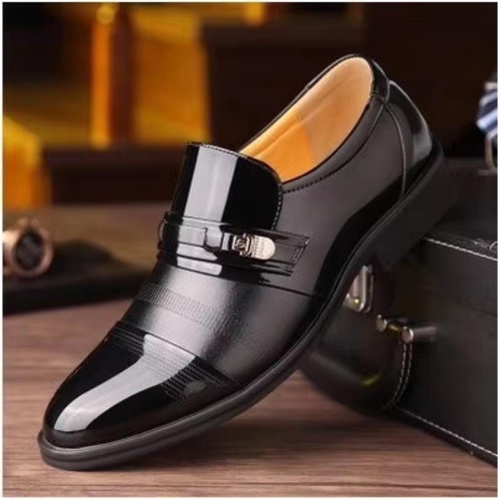 2024 Fritid Andningsbara Arbetskor Hållbara Mjuk Sula Läderskor Herr Formella Affärsskor i Läder