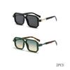 Retro Square Frame Sunglasses Men And Women With The Same European And American Double Beam Sunglasses Trend To Wear Decorative