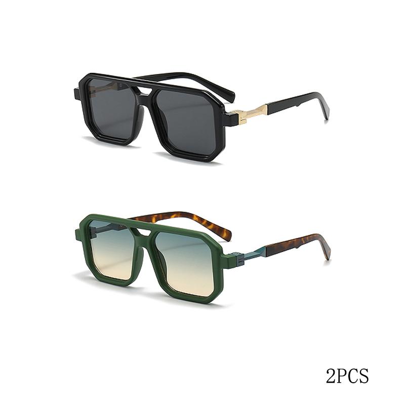Retro Square Frame Sunglasses Men And Women With The Same European And American Double Beam Sunglasses Trend To Wear Decorative