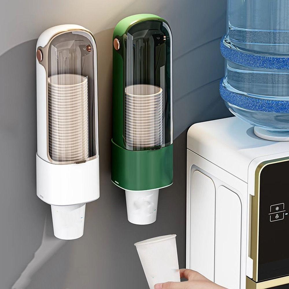 

Wall Mounted Disposable Paper Cup Holder Non Perforated Water Dispenser Kitchen Green-Single Grid