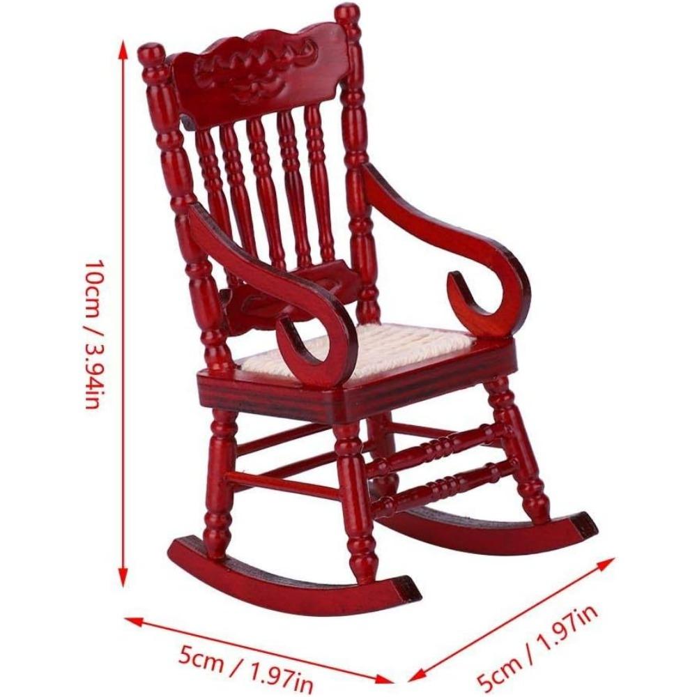 Scaun mic balansoar Dollhouse, 1:12 Casă de păpuși în miniatură Model din lemn de țesut balansoar pentru accesorii pentru casă de păpuși Jucării de decor