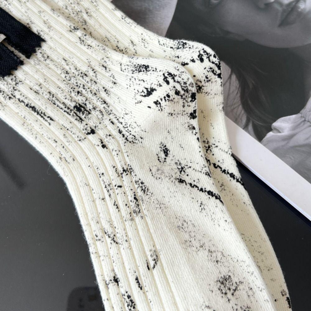 Unikátní středně vysoké ponožky s nástřikem barvy a inkoustem Streetwear Střední ponožky Ponožky na zip Pro muže ženy