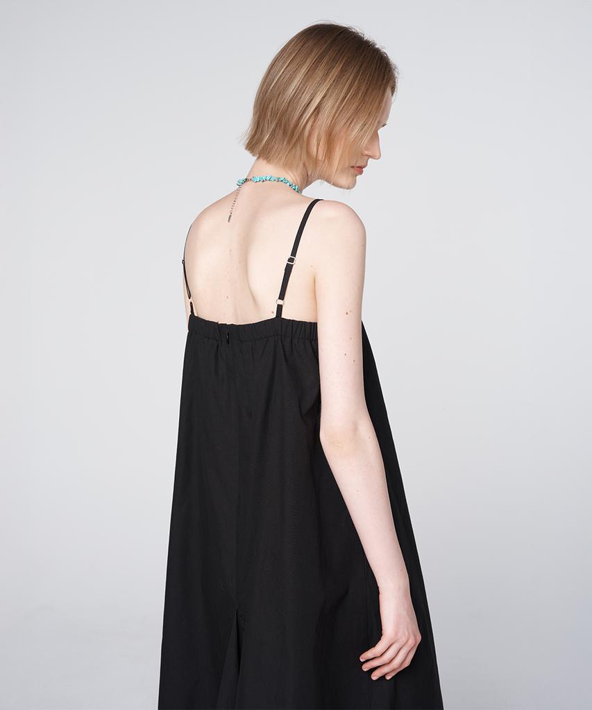 320SHOWROOM Cotton V-Neck Pocket Slip Dress Black