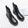 Spring and Autumn New Men's Leather Boots Blue Personality Rubbing Retro Martin Boots Large Size Casual Fashion High Top Boots