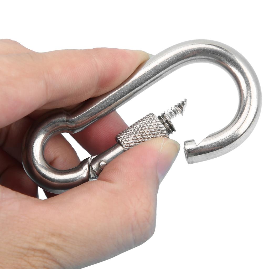 5pcs 80mm Locking Carabiner Clip Heavy Duty Spring Snap Hook with Nut Lock Buckle for Camping