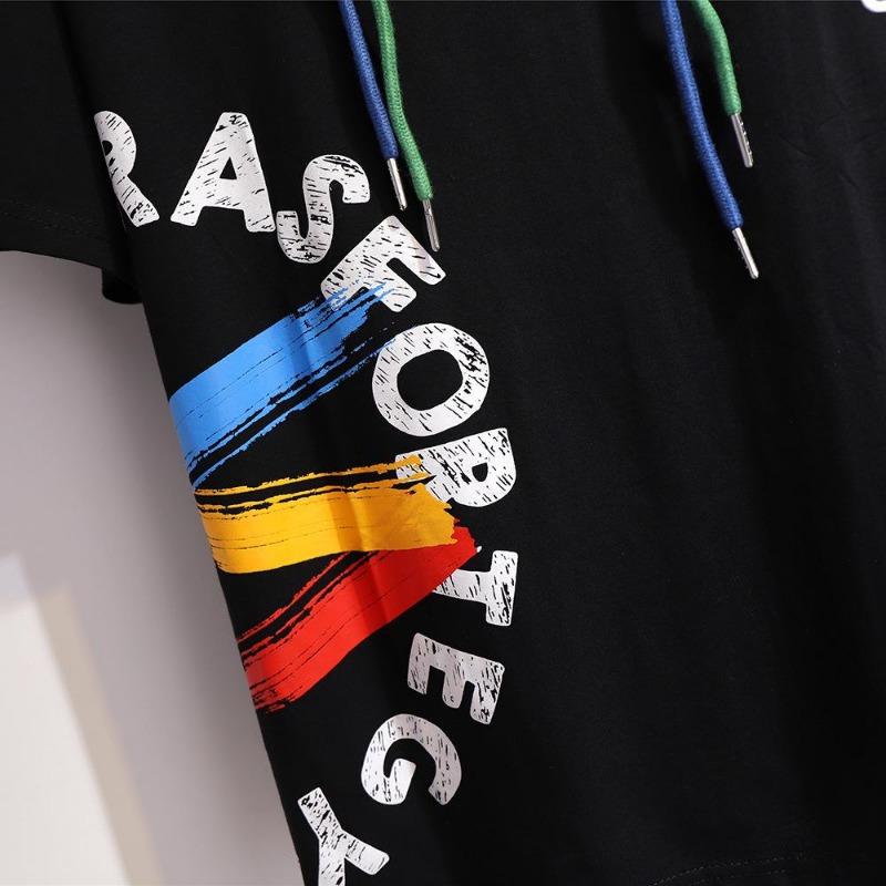Plus Size Women's T-shirt Summer Loose Printing Hooded Short-sleeved Tops