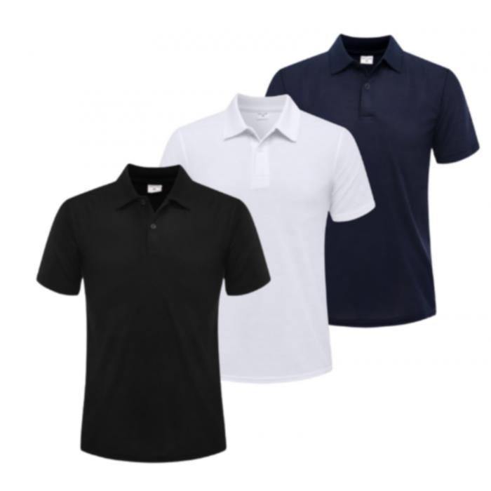 Polo homme à manches courtes ( lot de 3 ) noir- blanc - bleu marine - - Noir