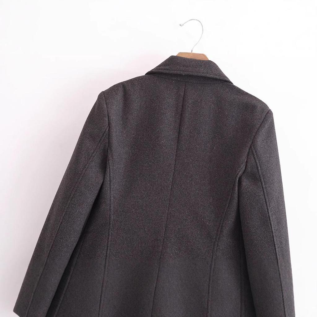 2024 Winter Women's European & American Double-Breasted Padded Shoulder Suit Jacket