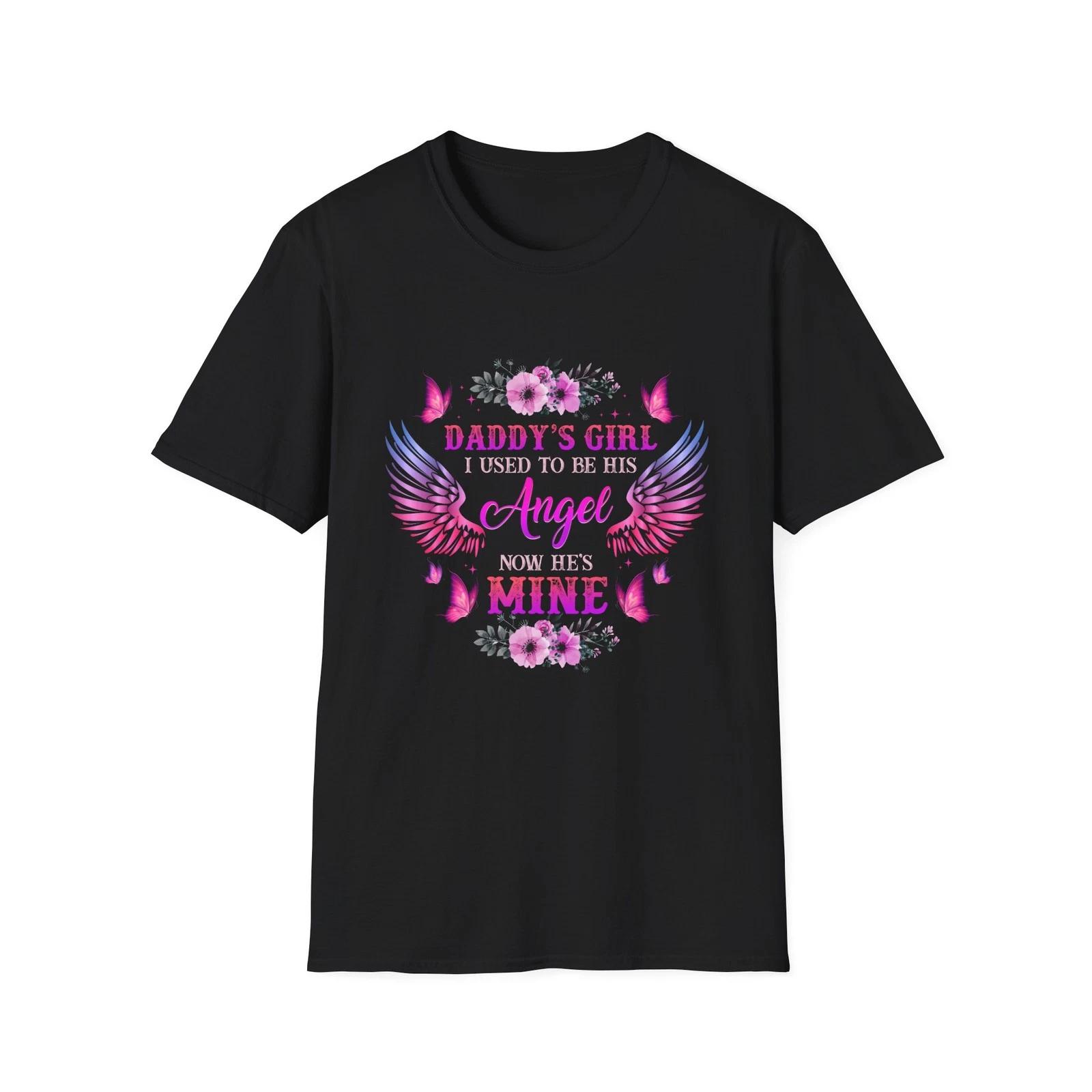 Daddy s Girl Angel Mine T-Shirt Pink Wings Floral Baby Tee 4XL