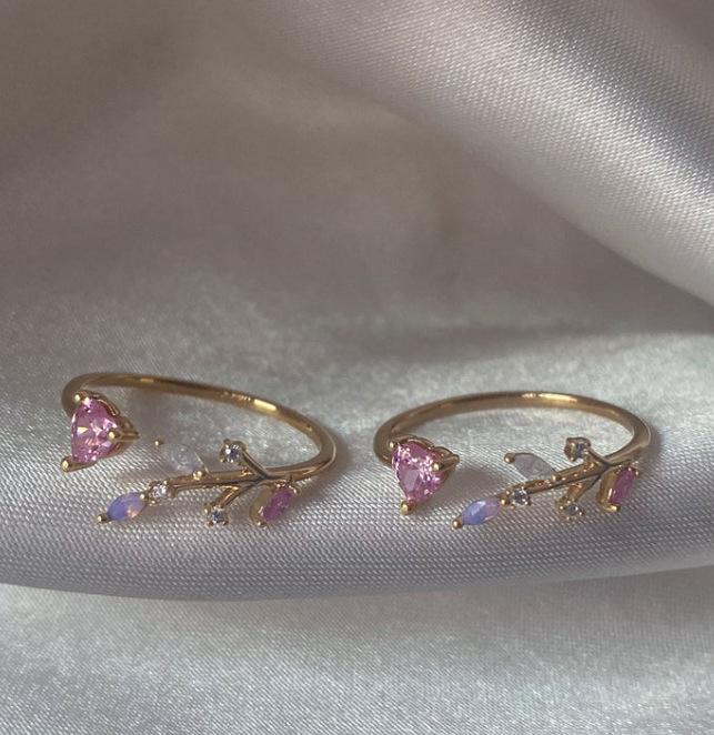 New Cute Colorful Zircon Flower Ring For Women Girl Fashion Vintage Zircon Adjustable Rings Jewelry Gift