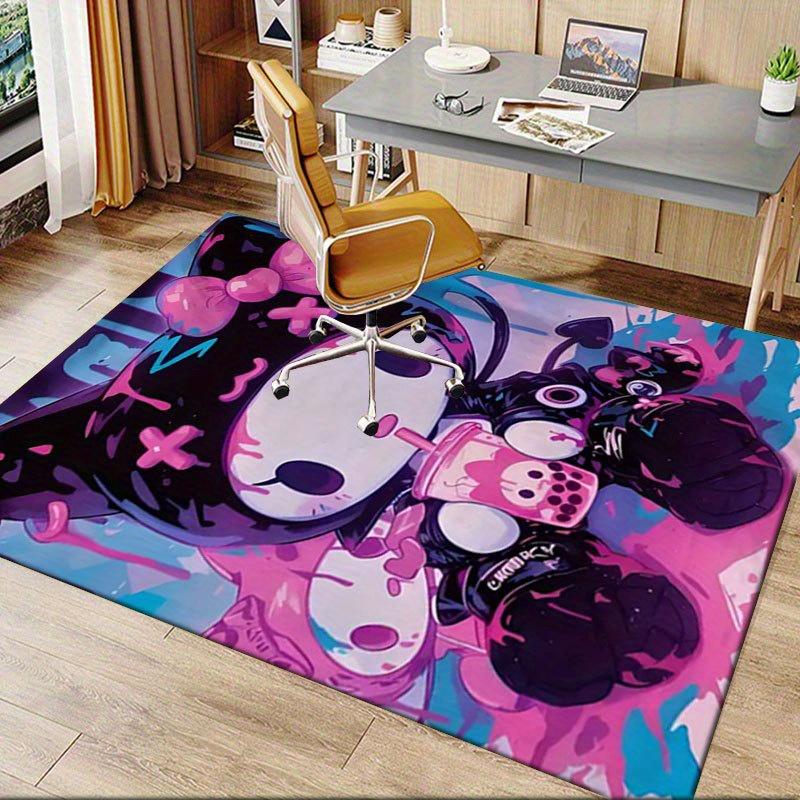 1pc Sanrio Kuromi Mermaid Printed Office Carpet Rectangle Rug Under The Table,Perfect Room Decor for Living Room, Bedroom, Kitchen, Non-slip Floor Mat