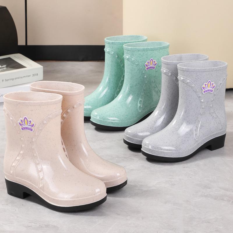 Summer women's rain shoes women's short fashion women's rain boots non-slip water shoes adult water boots overshoes