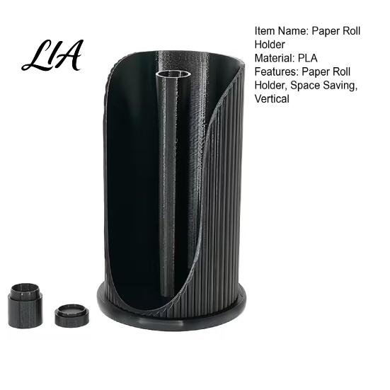 No Drill Roll Storage Stand Vertical Striped Paper Holder, Modern 3D Print PLA Standing Non Slip Kitchen Organizer Towel Dispenser, Non-Slip Base Rack