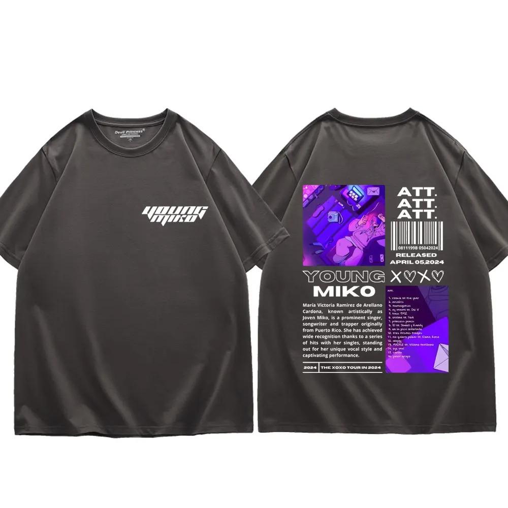 Rapper Young Miko Album Tour Merch T Shirts Men Women Clothing Hip Hop Fashion T-shirts High Quality  Oversized T-shirt