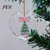 Festive Porch Hanging Ornaments Heart Shaped Christmas Ornaments, Crystal Santa Winter Scene Ornament, Transparent Clear Style Pendants Xmas