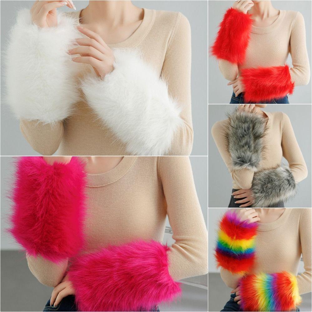Warm Plush Arm Sleeves Keep Warm Arm Warmers Soft Fingerless Gloves Winter