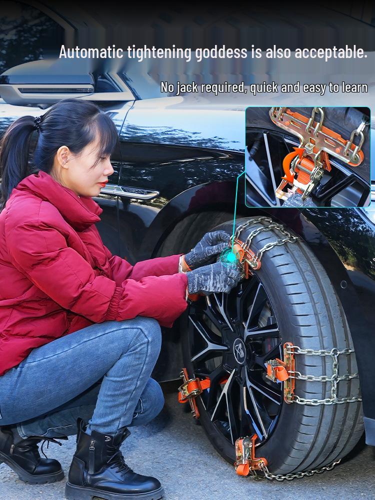 Winter Snow Chains for Cars, SUVs, and EVs: Tire-Safe, Non-Damaging Design