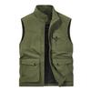 Men's Clothing Solid Color Pocket High Collar Zipper Sleeveless Cardigan Workwear Sports Vest Fashion Top