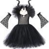 Girls  Evil Tutu Dress Dark Cosplay Christmas Halloween Costume Kids Fancy