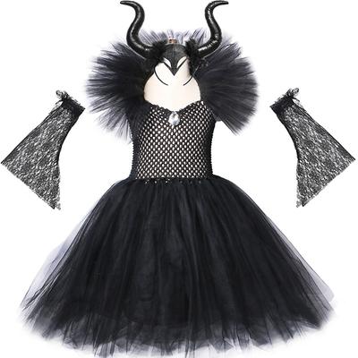 Girls  Evil Tutu Dress Dark Cosplay Christmas Halloween Costume Kids Fancy
