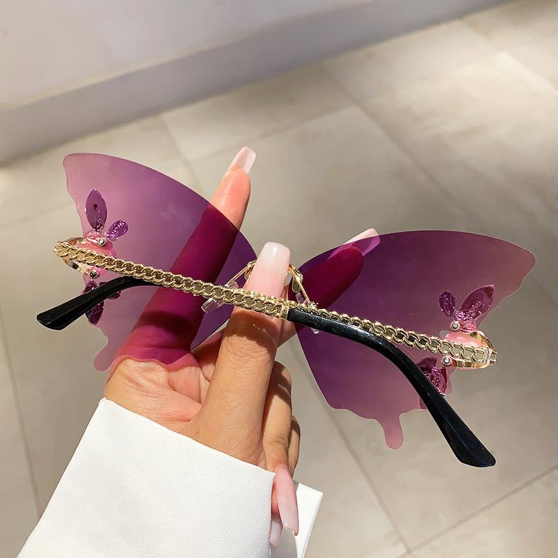 Luxury Designer Style Style Rimless Diamond Flower Butterfly Sun Glasses Glasses Ladies For Female Trendy Classic Party Travel Punk Sun Eyeglasses