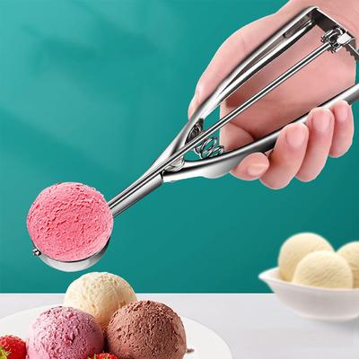 Tetikli Dondurma Kaşığı Paslanmaz Çelik Kurabiye Kaşığı Fırıncılık için Meyve Kurabiye Hamuru Cupcake